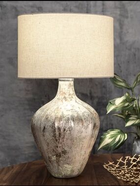 NIB nuLOOM 30” Vintage Glass Table Lamp Gray Ivory Statement Decor